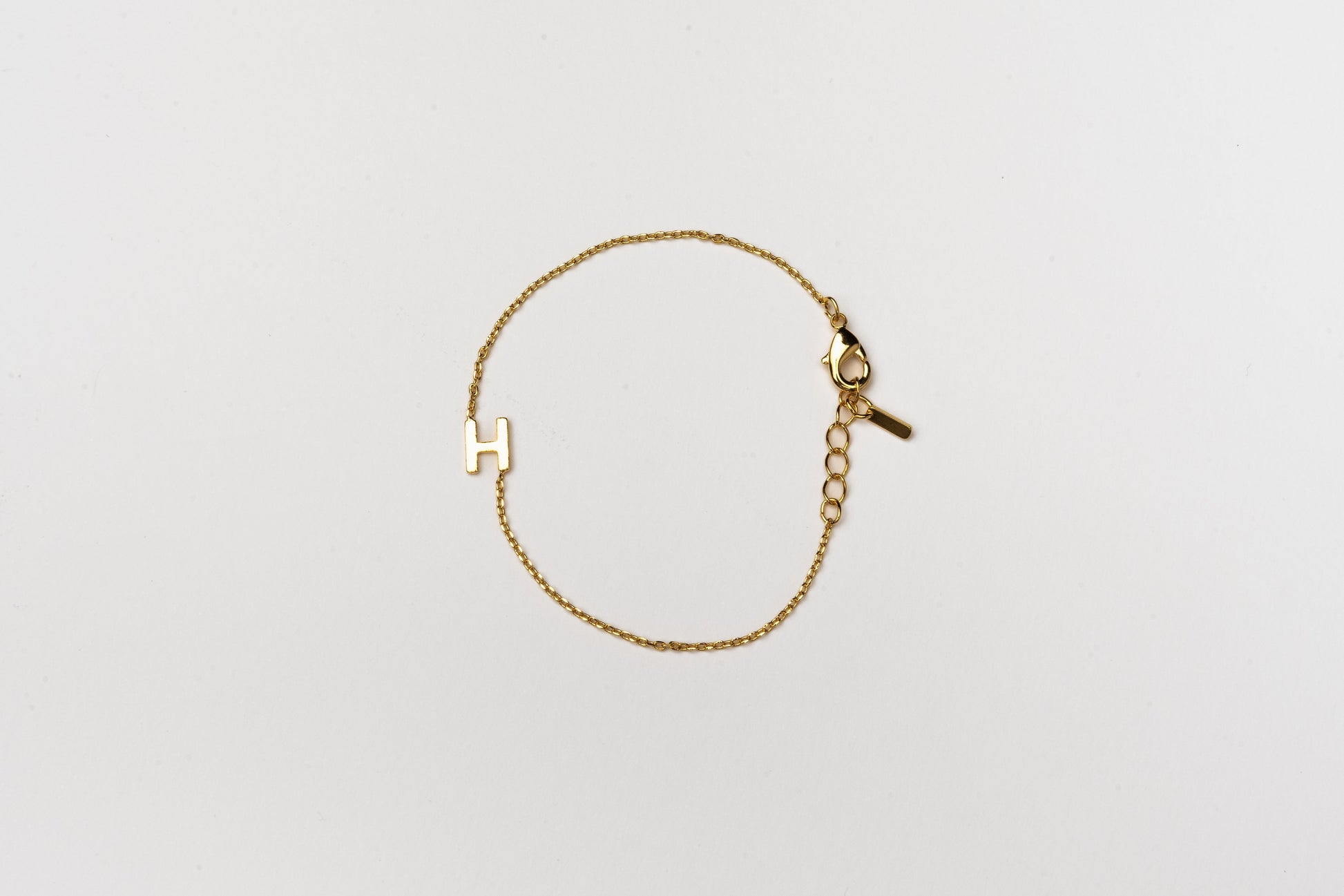 Cove Kid's Initial Bracelet KID'S BRACELET Cove Accessories 18k Gold Plated 0-6 Month/3.74" + 1/4" ext H