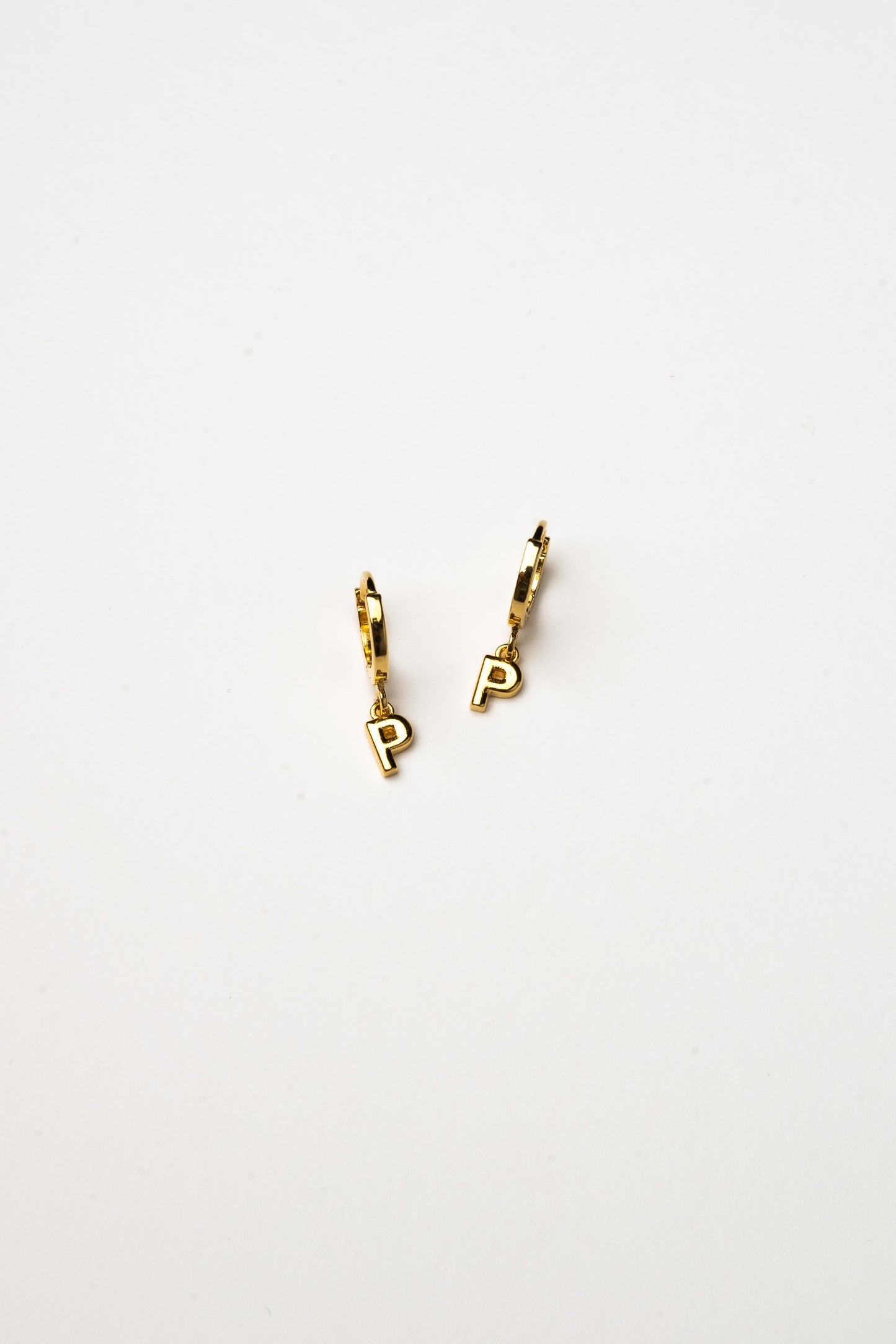 Cove Initial Letter Huggie Earrings WOMEN'S EARINGS Cove Accessories P 18k Gold Plated 