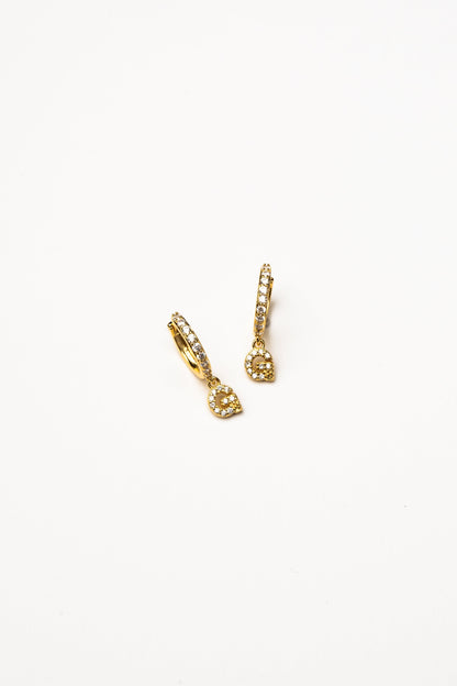 Cove Initial CZ Huggie WOMEN'S EARINGS Cove Accessories G 18k Gold Dipped 