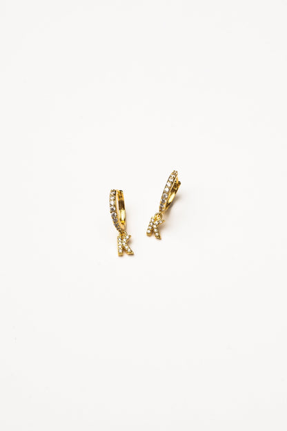 Cove Initial CZ Huggie WOMEN'S EARINGS Cove Accessories K 18k Gold Dipped 