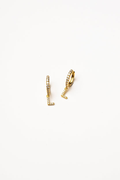 Cove Initial CZ Huggie WOMEN'S EARINGS Cove Accessories L 18k Gold Dipped 