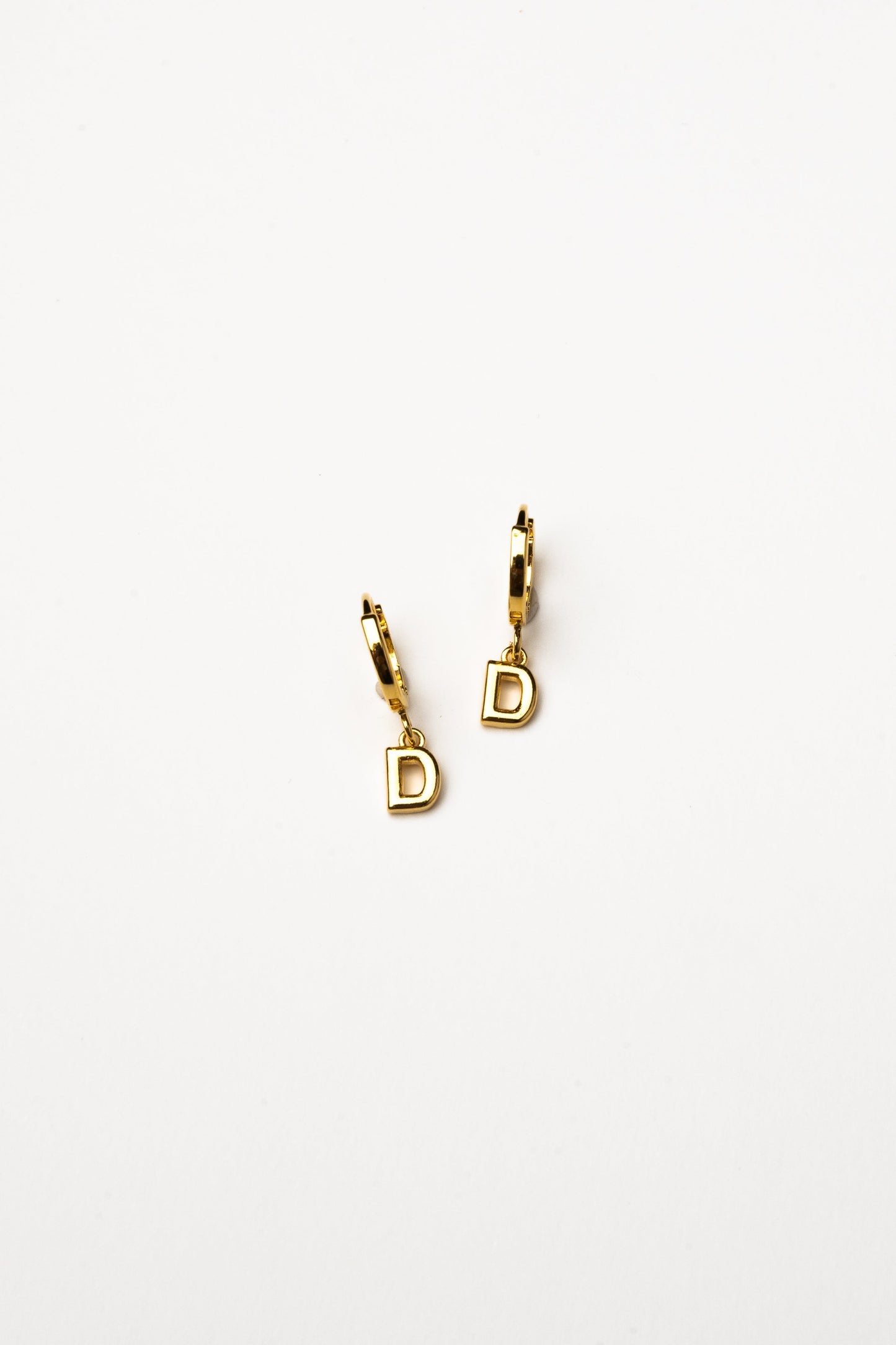 Cove Initial Letter Huggie Earrings WOMEN'S EARINGS Cove Accessories D 18k Gold Plated 