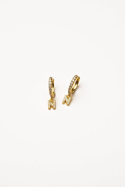 Cove Initial CZ Huggie WOMEN'S EARINGS Cove Accessories N 18k Gold Dipped 