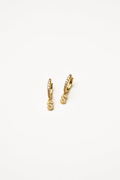 Cove Initial CZ Huggie WOMEN'S EARINGS Cove Accessories S 18k Gold Dipped 