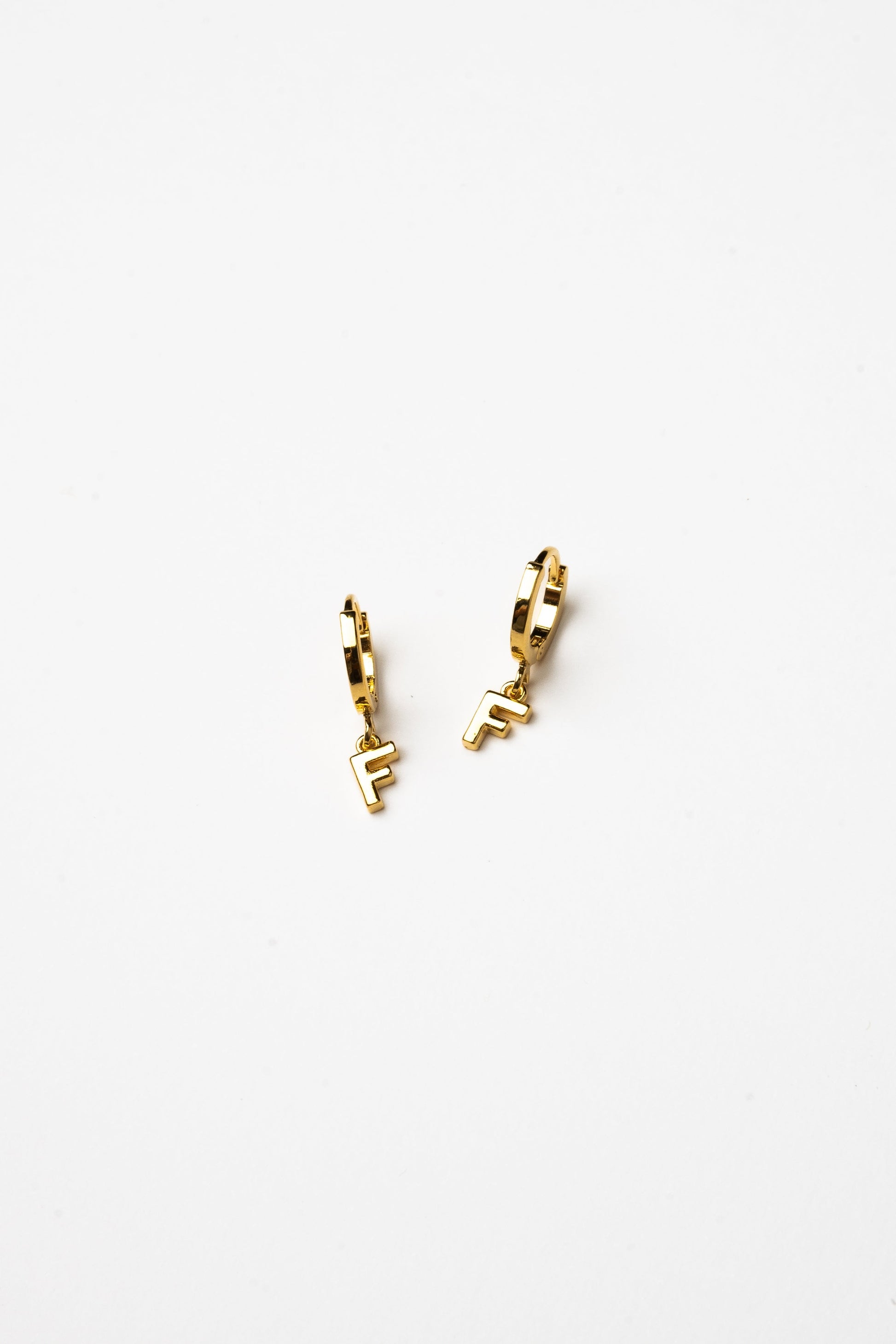 Cove Initial Letter Huggie Earrings WOMEN'S EARINGS Cove Accessories F 18k Gold Plated 