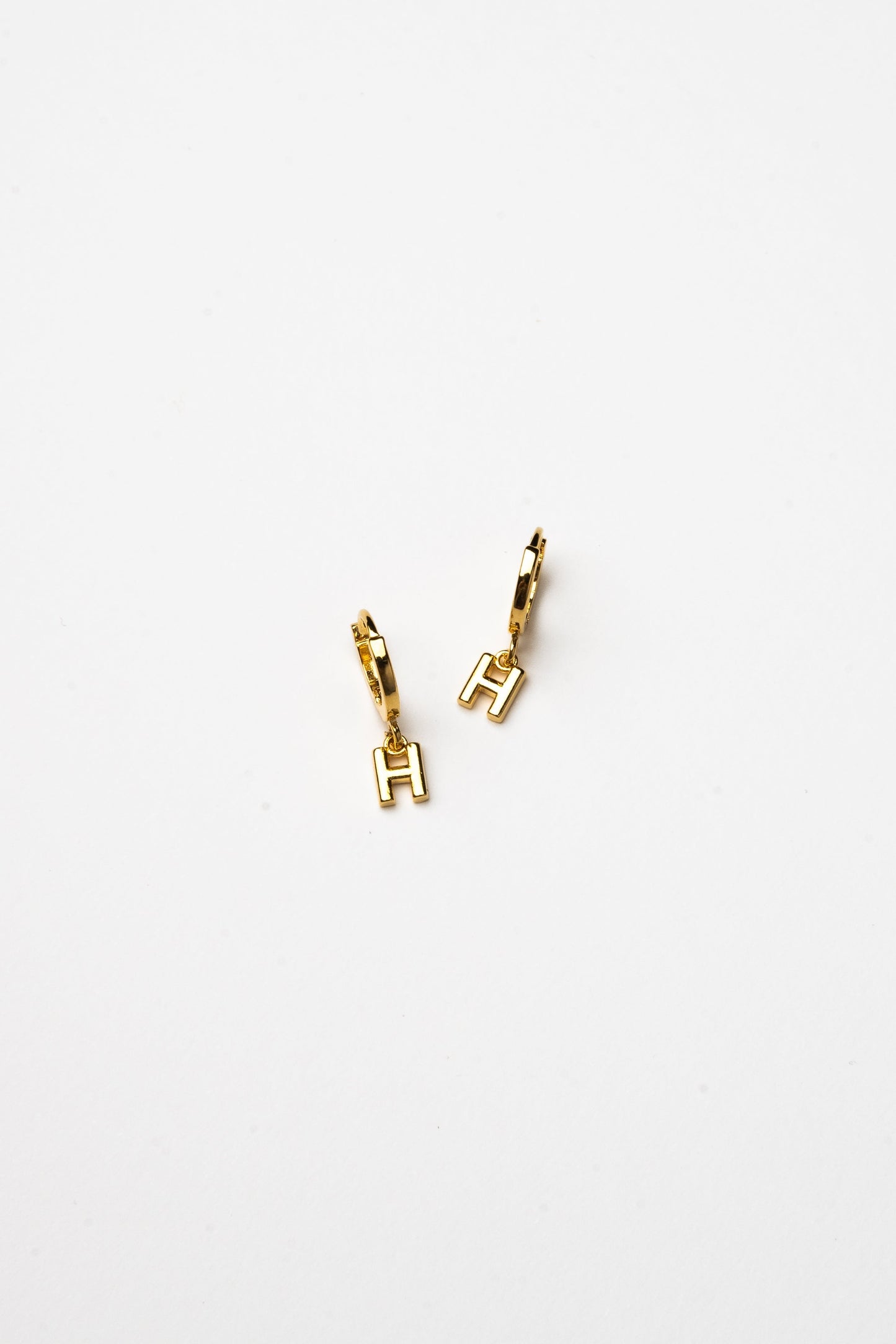 Cove Initial Letter Huggie Earrings WOMEN'S EARINGS Cove Accessories H 18k Gold Plated 