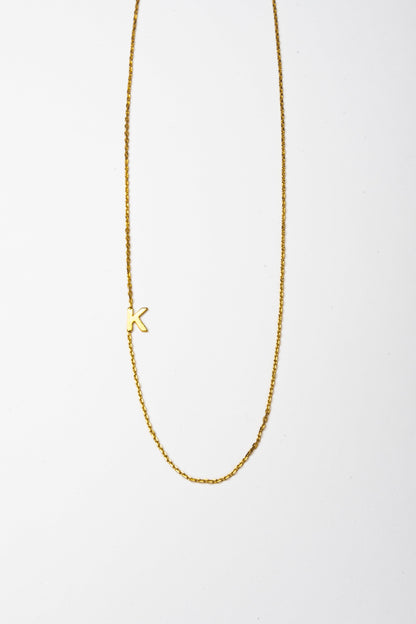 Cove Initial Necklace WOMEN'S NECKLACE Cove Accessories 18k Gold Plated 16" + 2" extender K