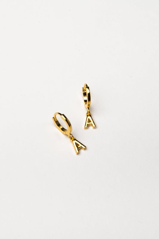 Cove Initial Letter Huggie Earrings WOMEN'S EARINGS Cove Accessories A 18k Gold Plated 
