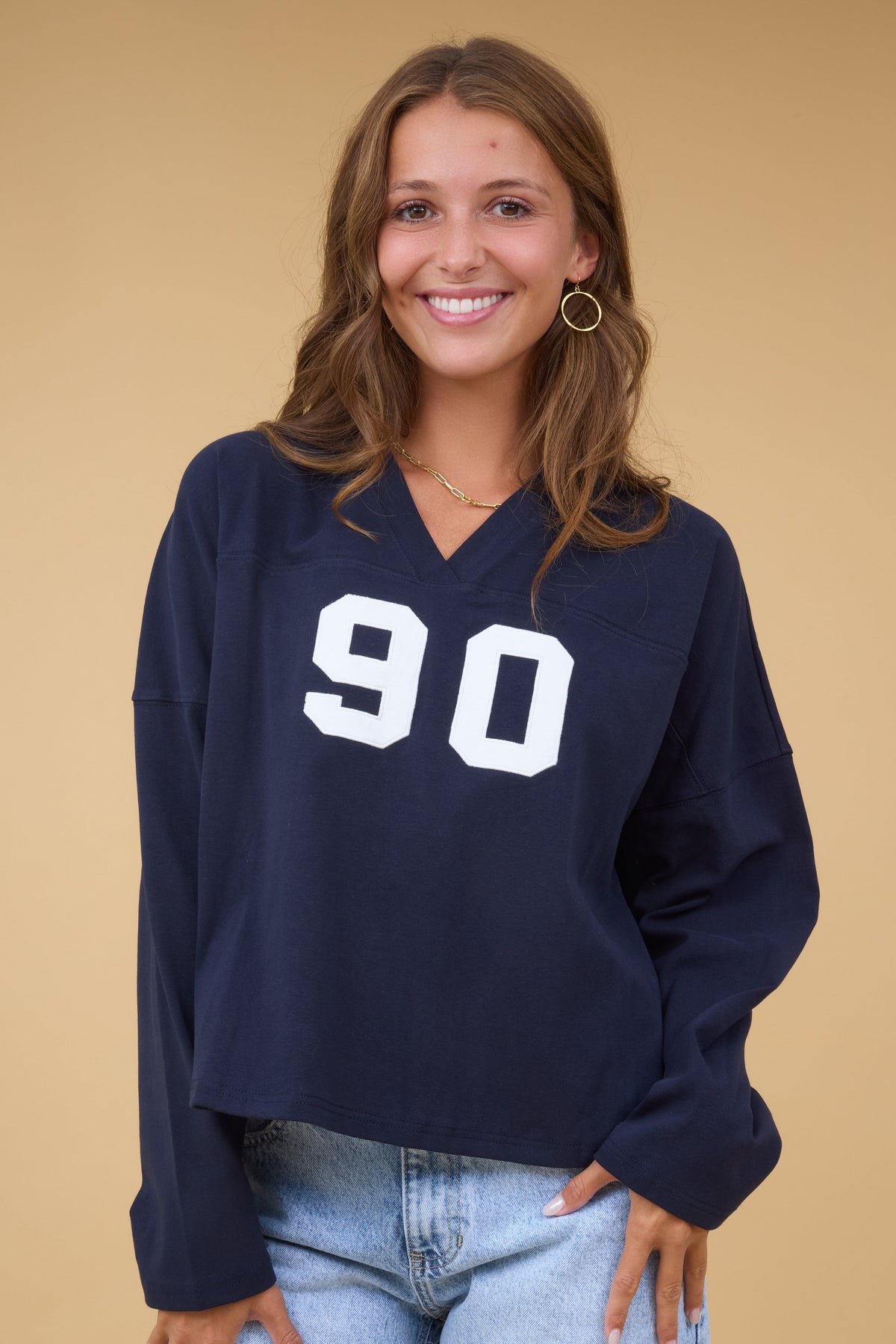 Casa Blanca Embroidered Top in navy for women and teen girls.