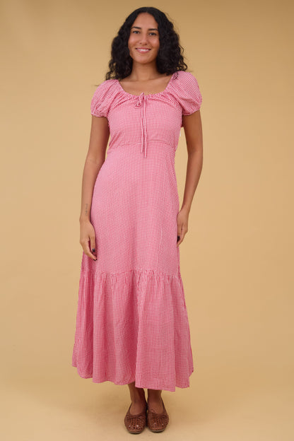 Citrus Dana Dress in pink gingham for women and teen girls.