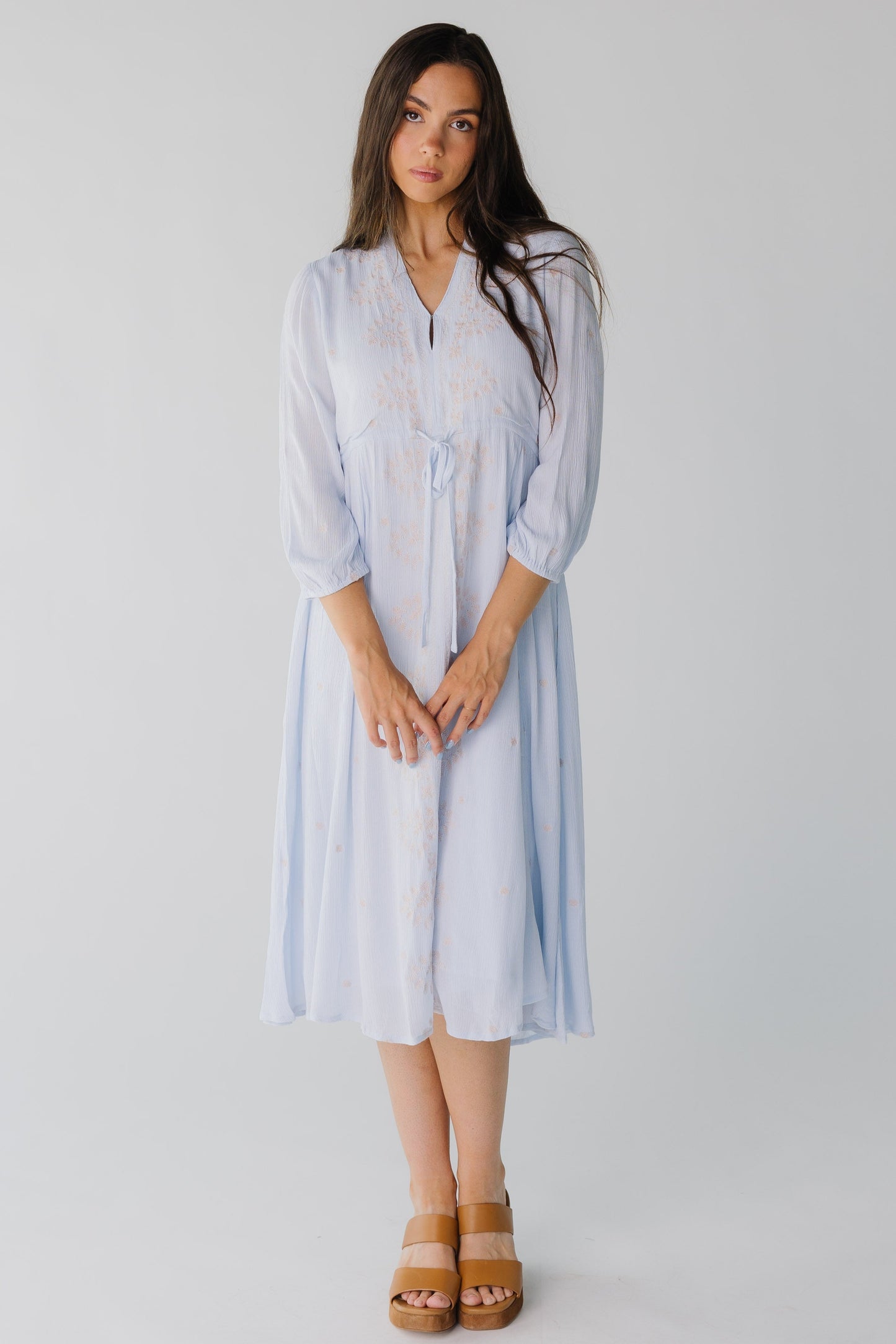 Citrus Dori Embroidered Dress in light blue