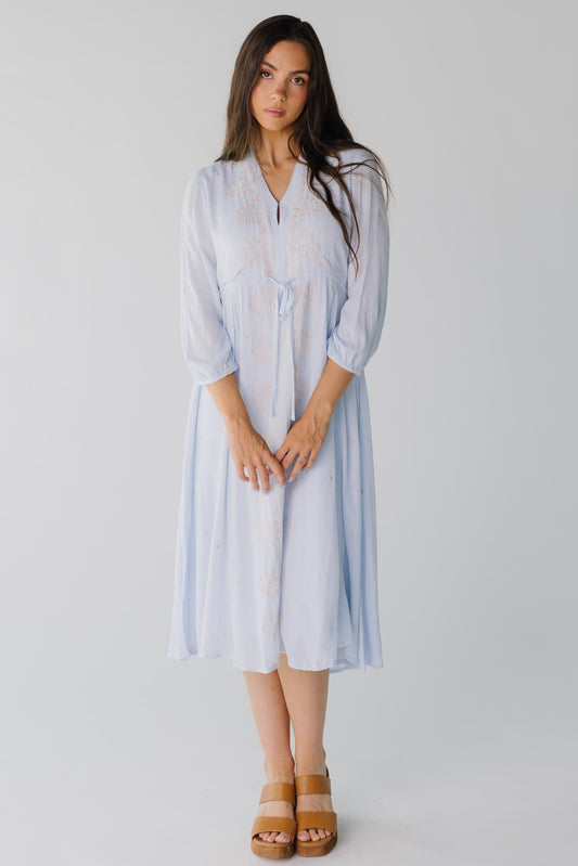 Citrus Dori Embroidered Dress in light blue
