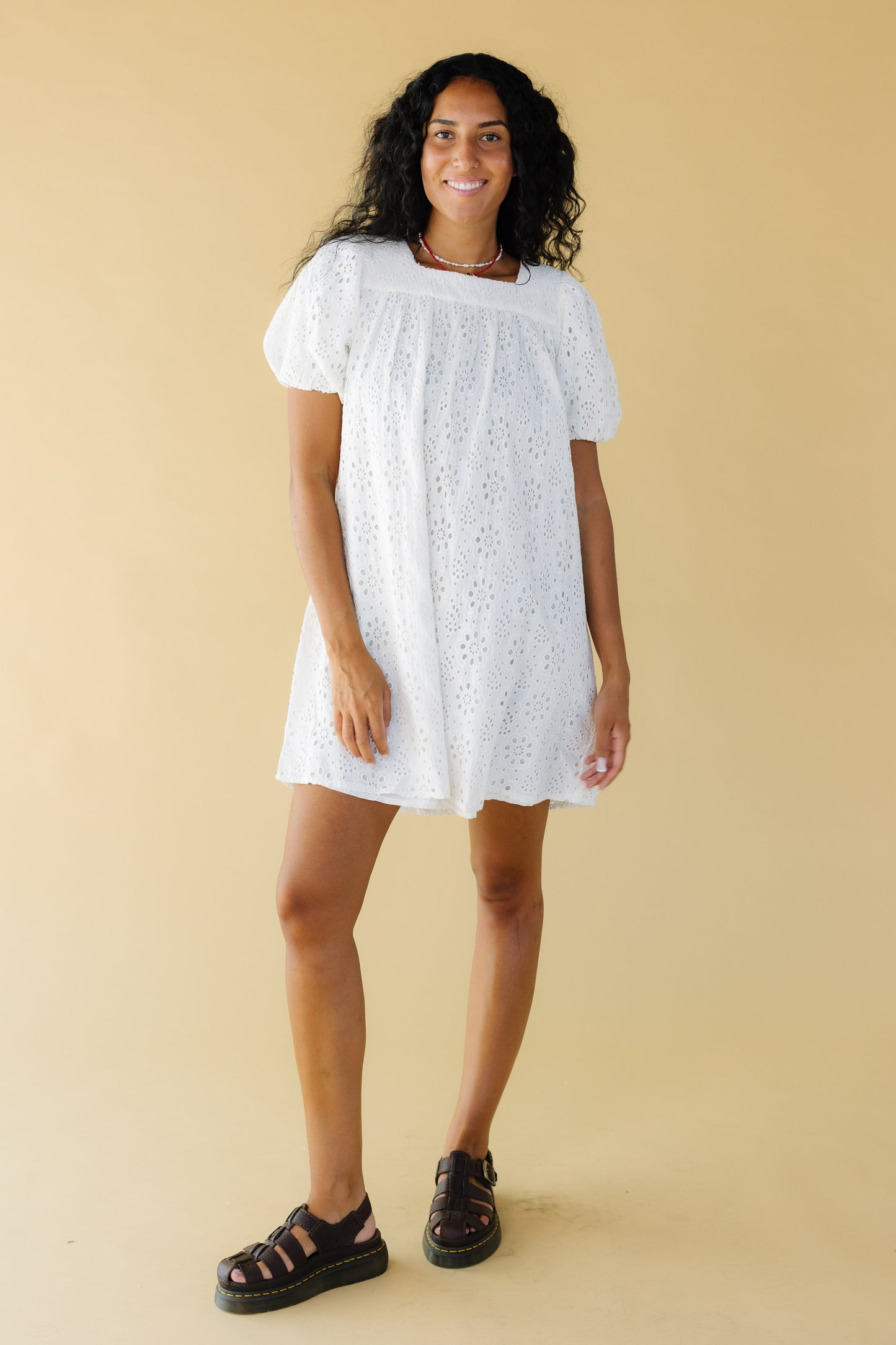 Citrus Eyelet Knee Dress WOMEN'S DRESS Nipun White XS 