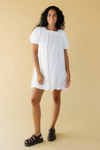 Citrus Eyelet Knee Dress WOMEN'S DRESS Nipun White XS 