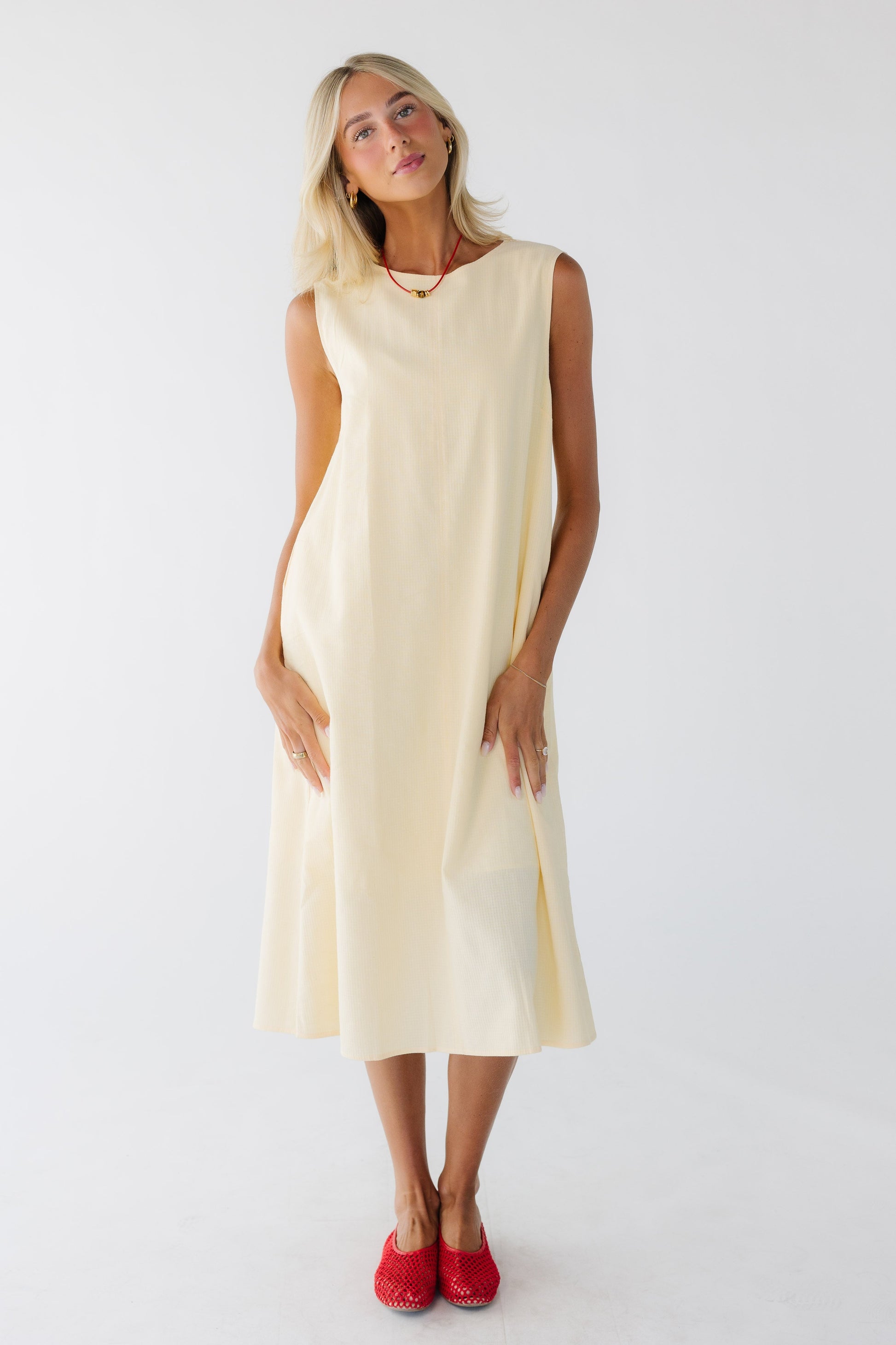 Brass & Roe Isabel Summer Dress in soft yellow for women and teen girls.