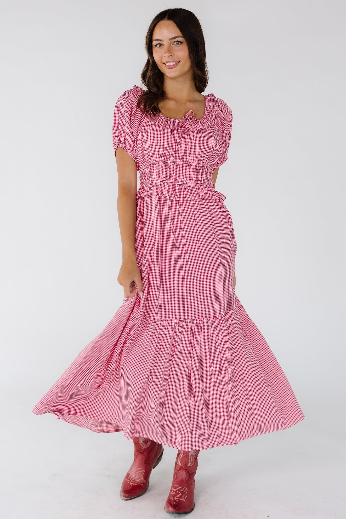 Citrus Jena Dress - Summer  in red & white gingham for women and teenage girls.