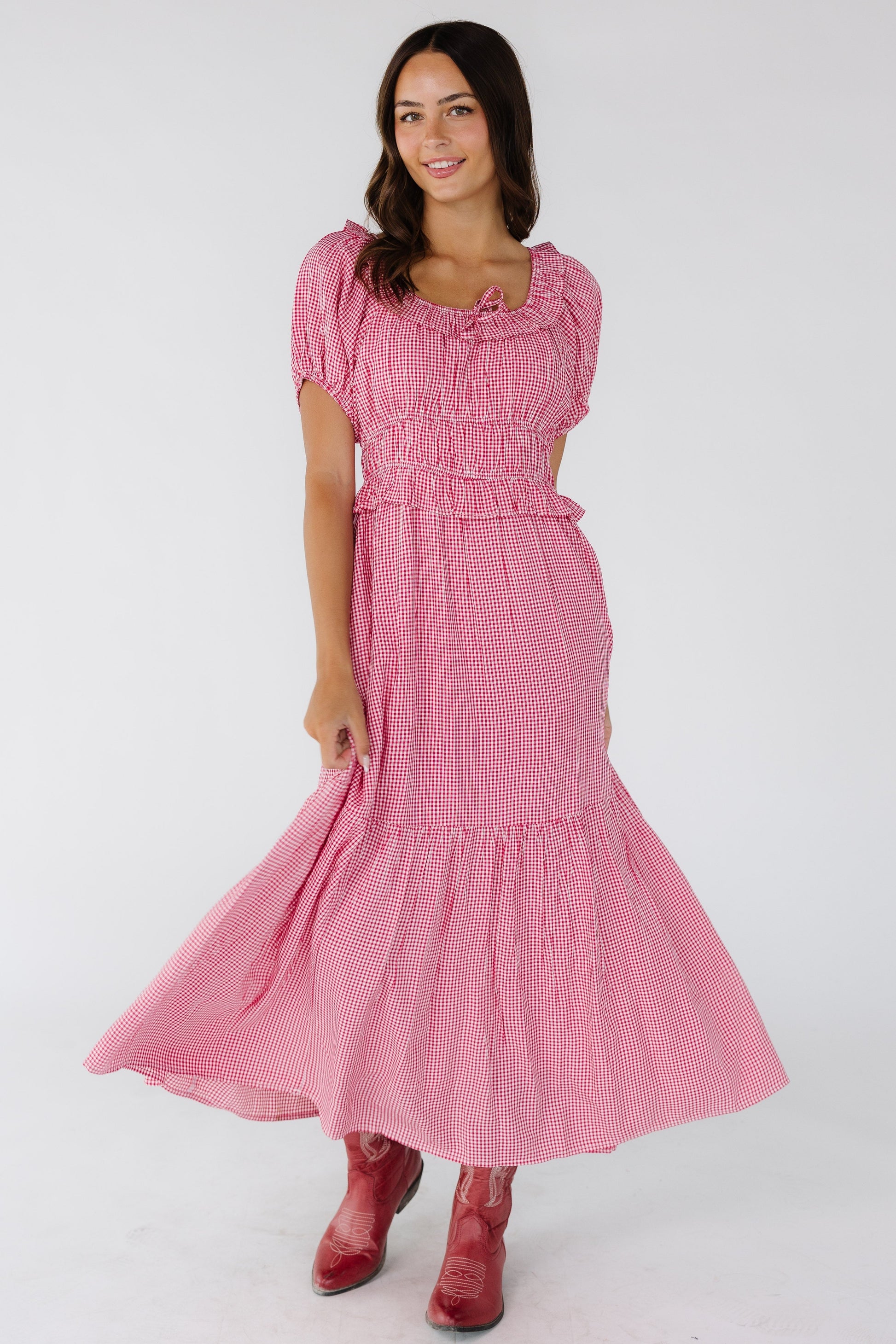 Citrus Jena Dress - Summer  in red & white gingham for women and teenage girls.