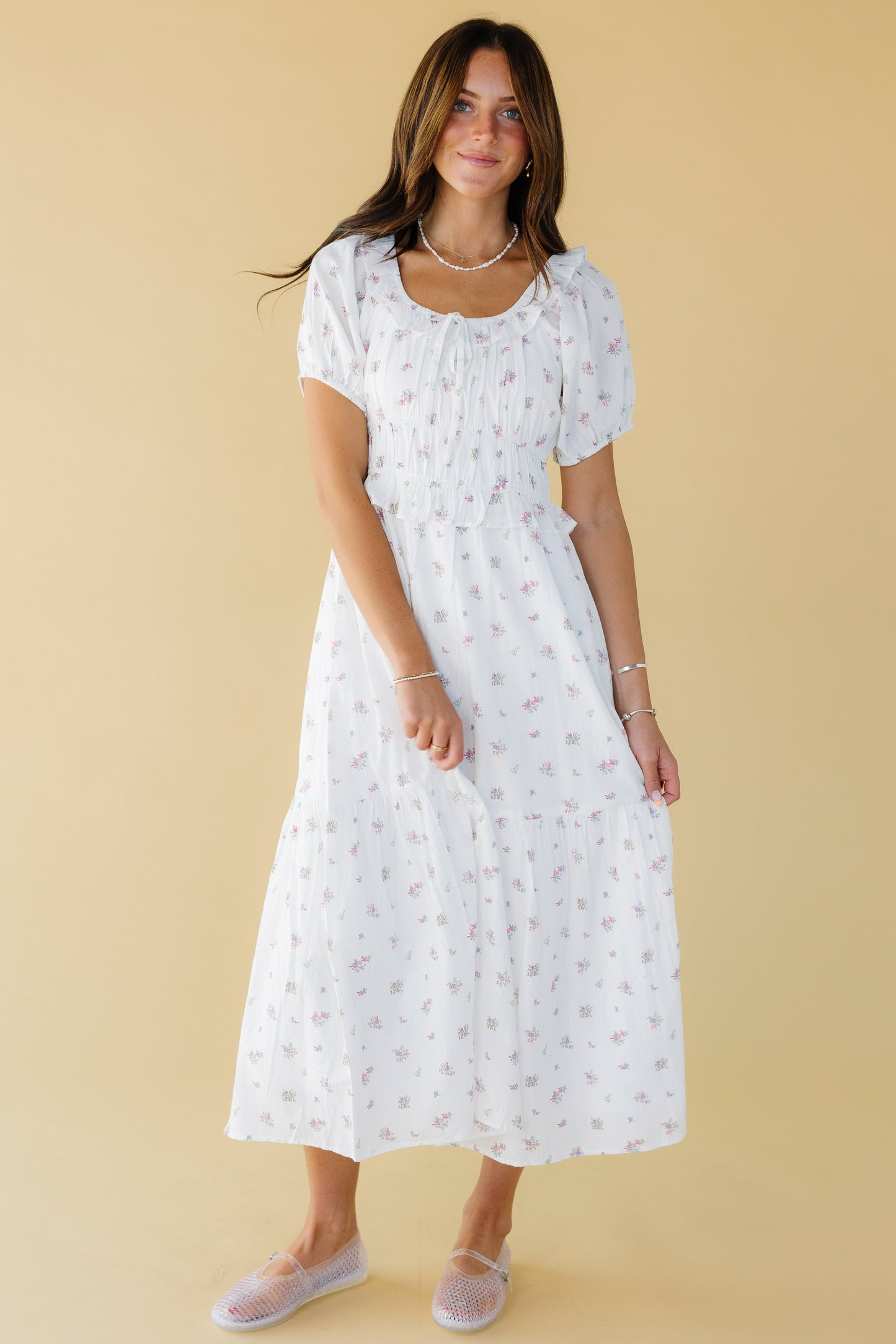 Citrus The Jena Dress in White Print for women and teen girls.