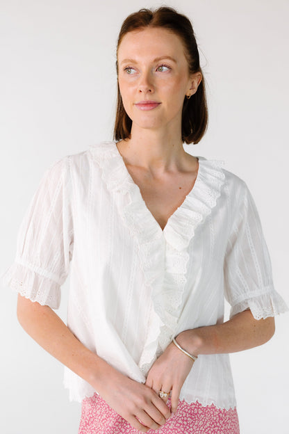 Citrus Parlor Details Top WOMEN'S TOP Called to Surf White XS 