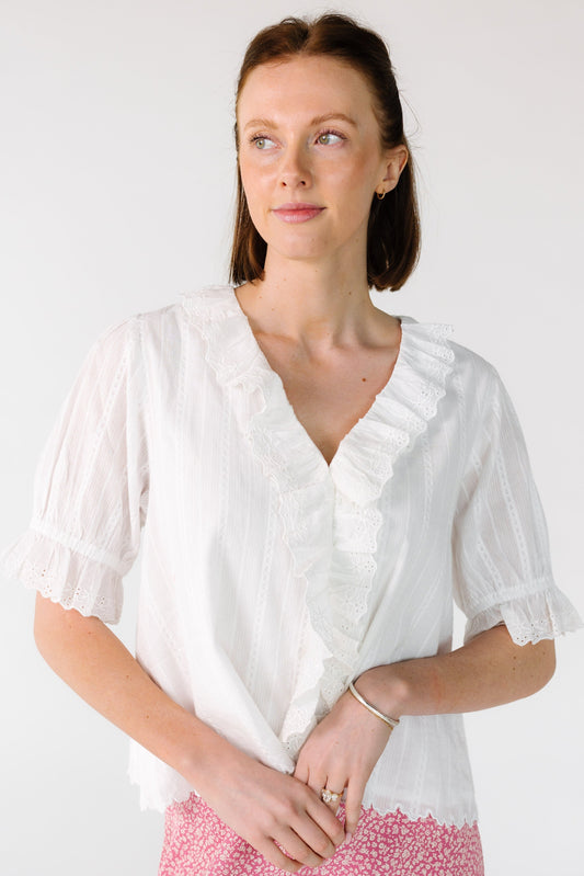 Citrus Parlor Details Top WOMEN'S TOP Called to Surf White XS 