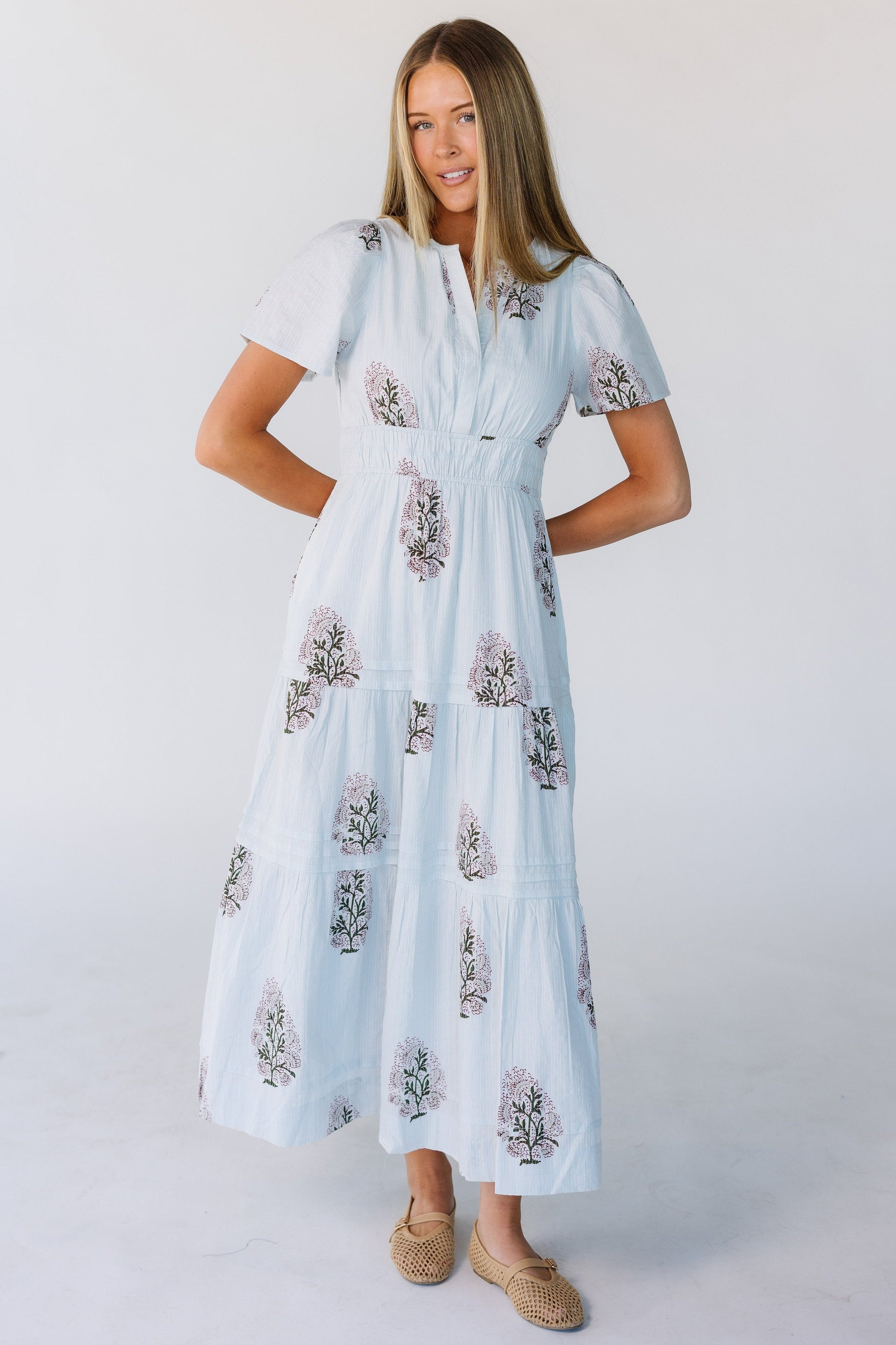 Citrus The Shae Spring Dress WOMEN'S DRESS Citrus Blue Seersucker XS 