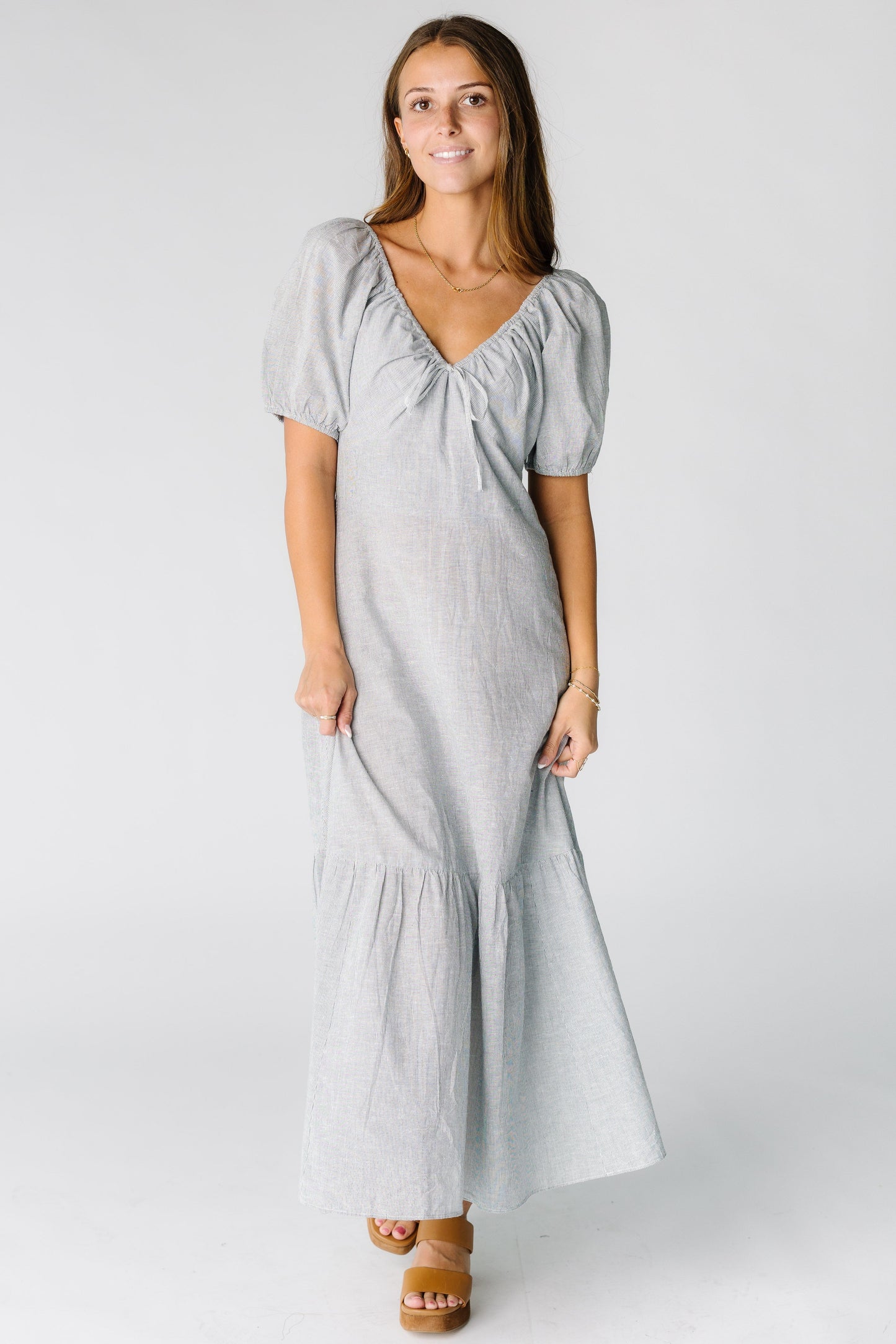 The Citrus Alba Dress - Stripe in navy for women and teens