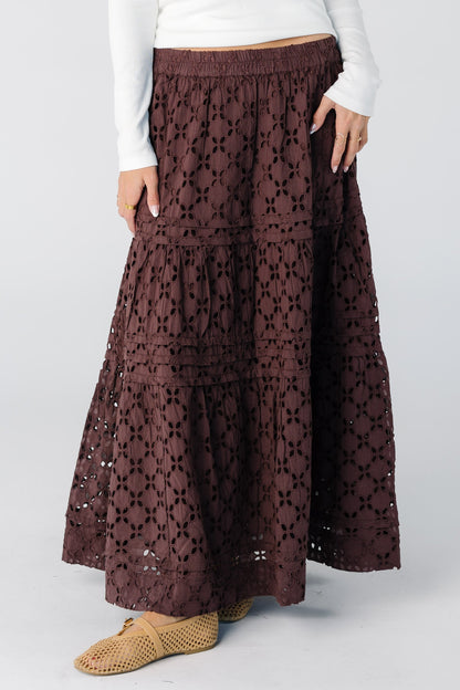 Citrus Shae Skirt in brown eyelet for women and teens