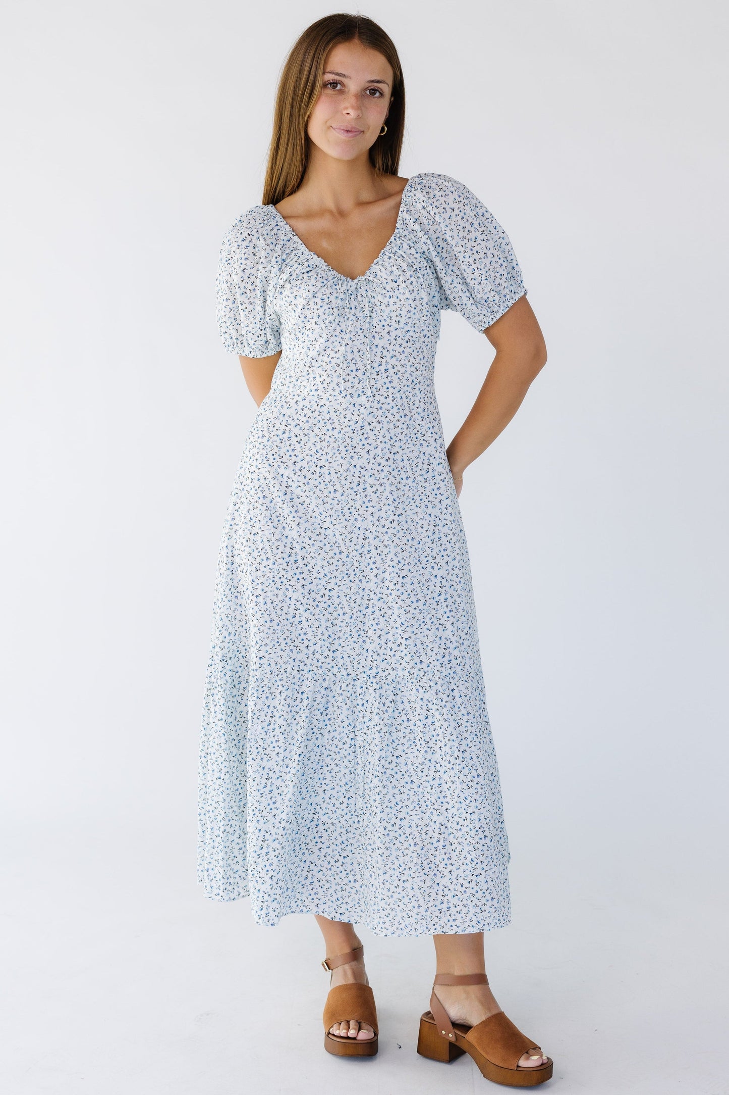 Citrus Alba Dress in blue print for women and teen girls.
