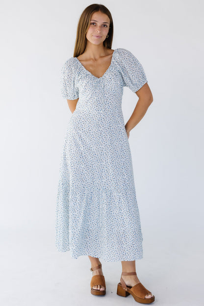 Citrus Alba Dress in blue print for women and teen girls.