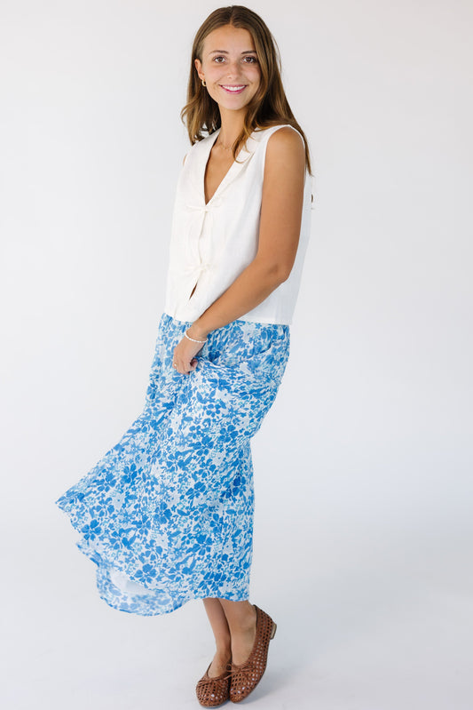 Citrus Doen Skirt  in blue floral print for women and teens.