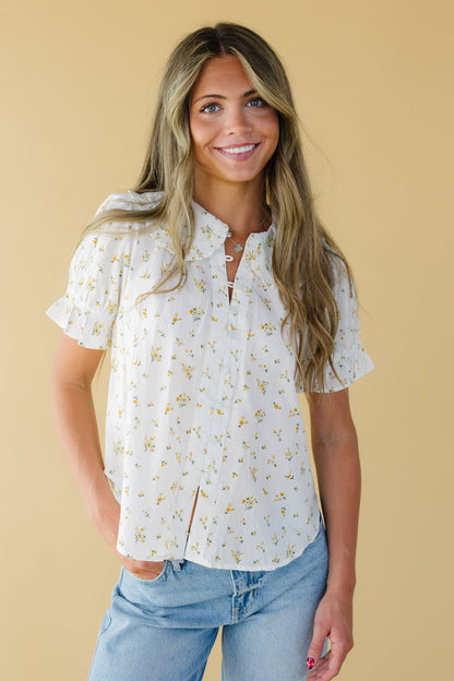 Citrus The Ellie Collar Blouse WOMEN'S TOP Citrus White Print XS 