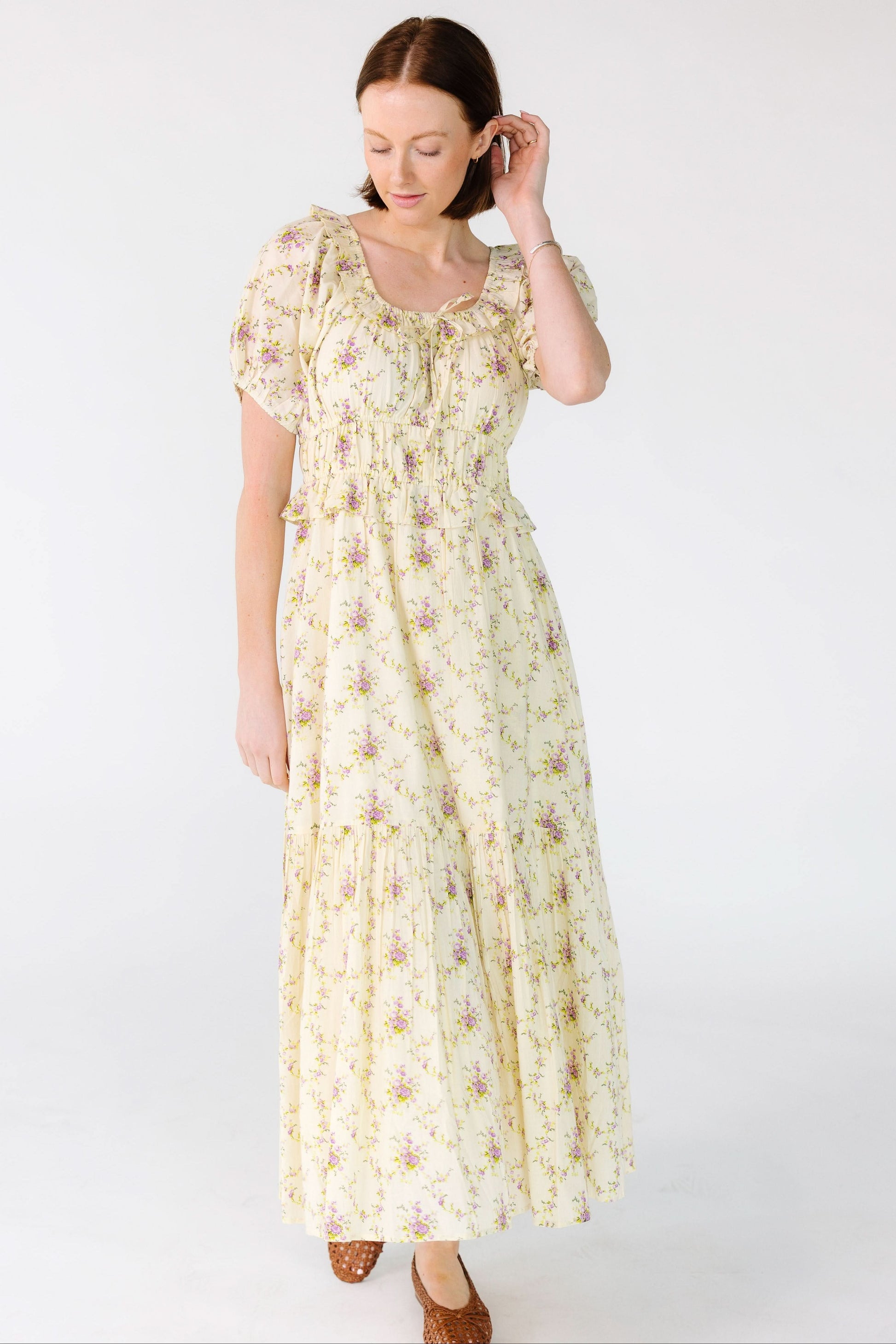 modest dress women Citrus Jena Modest Dress Cream Print / XS