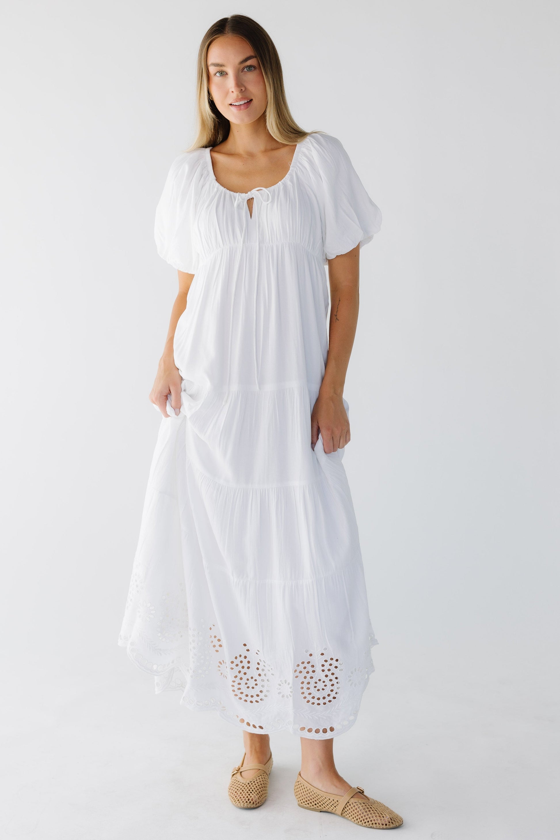 Women Citrus Citrus Lyon Tier Eyelet Dress White Eyelet / XXL