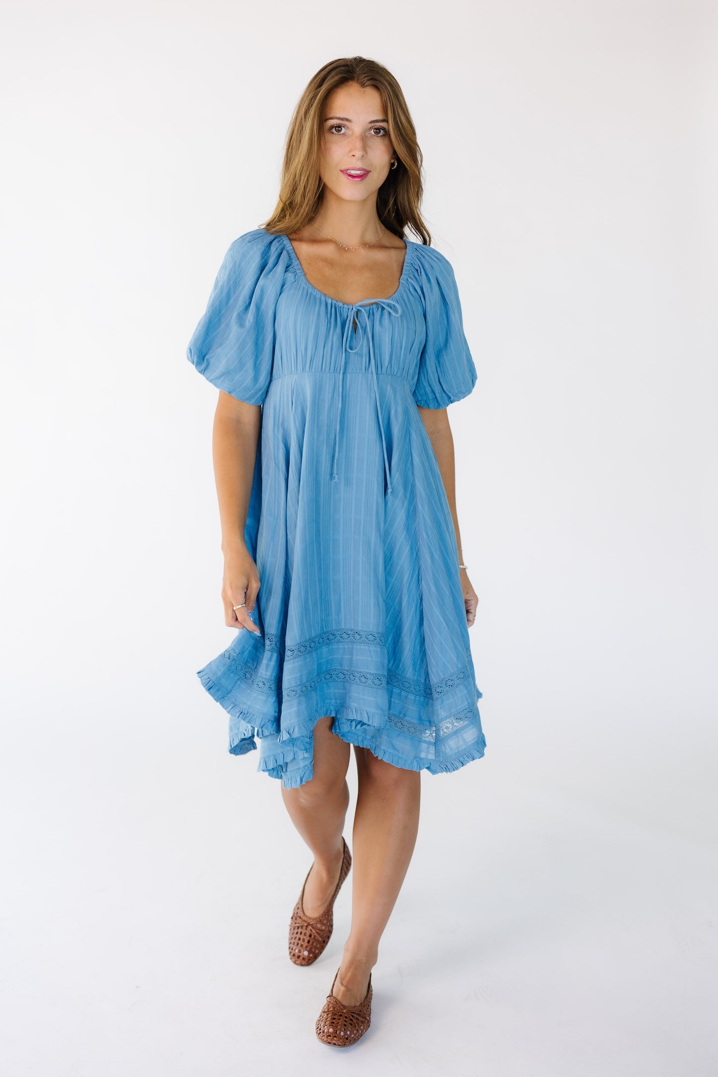 Citrus Spring Lyon Knee Dress in blue for women and teens.