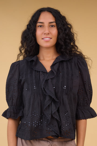Citrus Parlor Details Top WOMEN'S TOP Citrus Black XS 