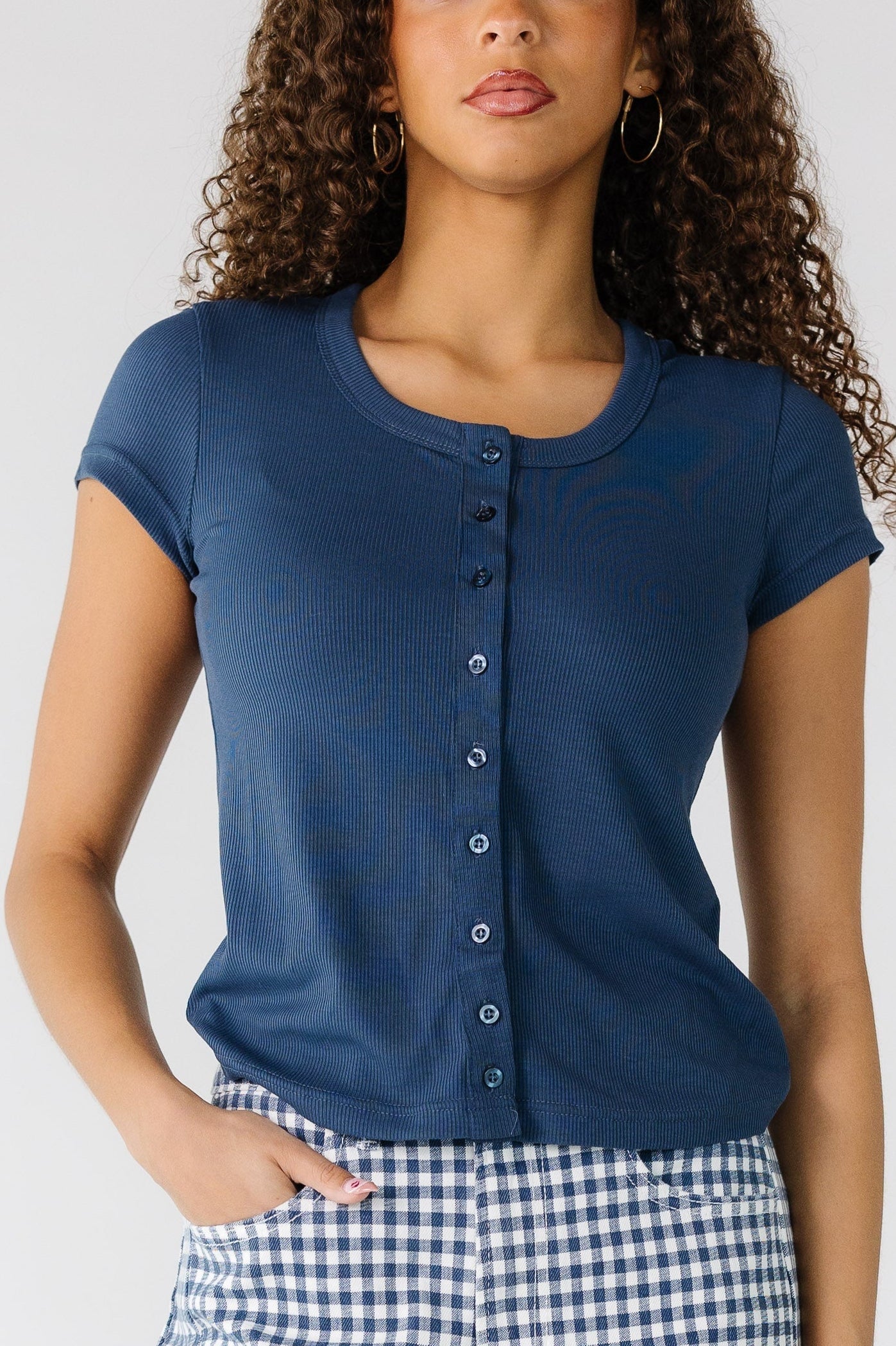 Brass & Roe Ribbed Button Tee WOMEN'S T-SHIRT brass & roe 