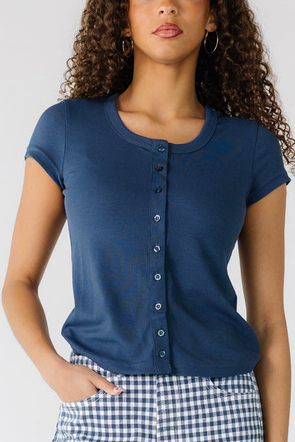 Brass & Roe Ribbed Button Tee WOMEN'S T-SHIRT brass & roe 