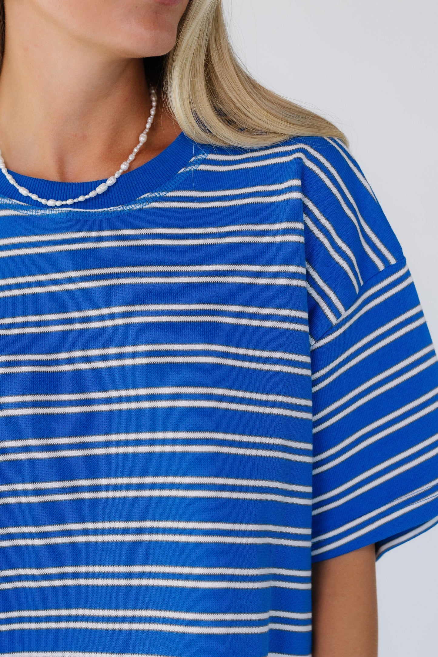 Striped Terry Crew Neck Tee WOMEN'S TOP Things Between 