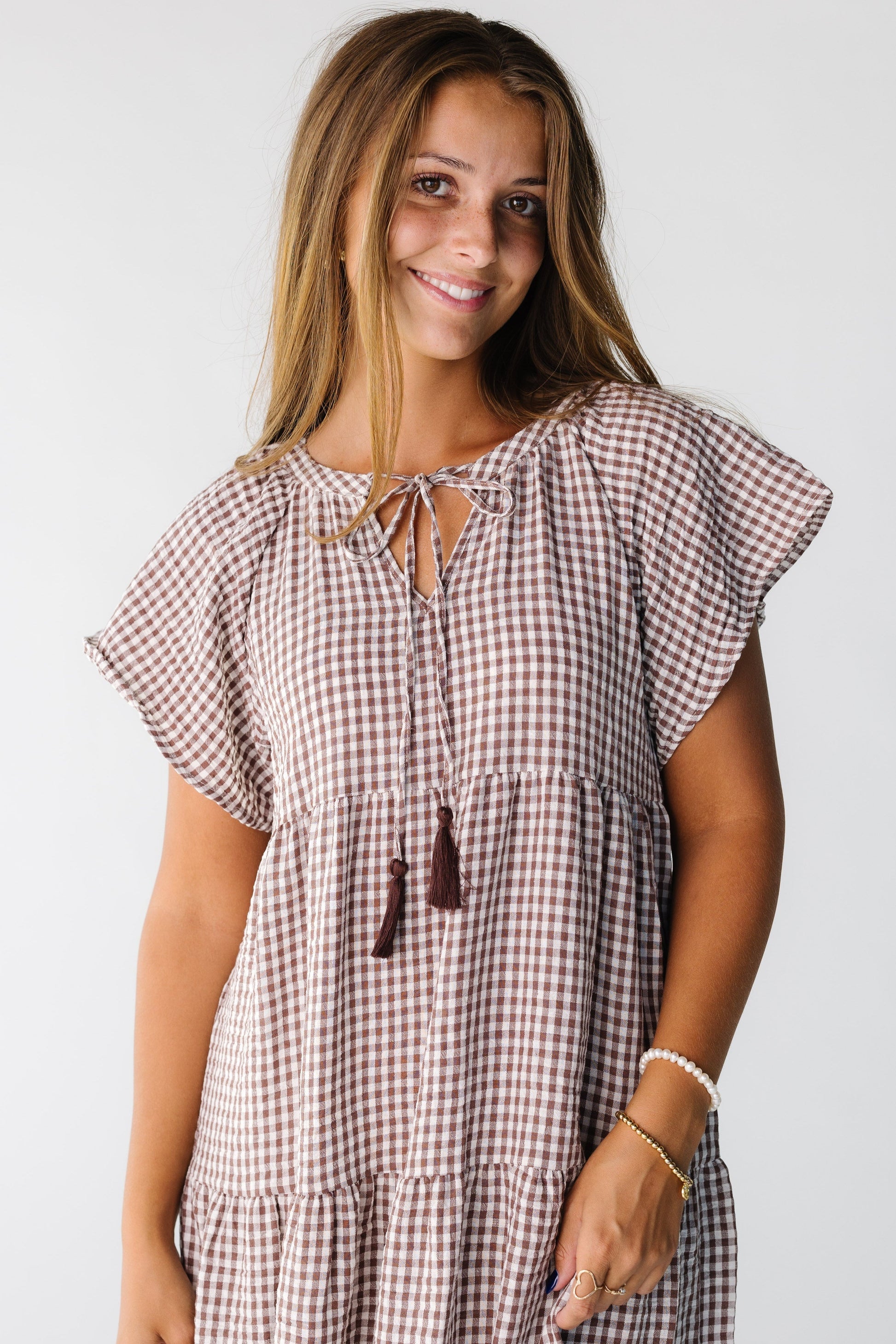 Brass & Roe Elmina Gingham Dress Green Gingham / M Brass & Roe Elmina Gingham Dress Green Gingham / M