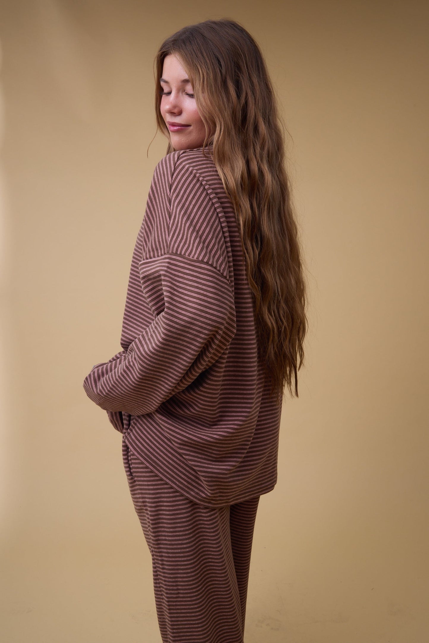Cutie Everyday Stripe Set Women's Set in redish brown stripe fo women and teenage girls.