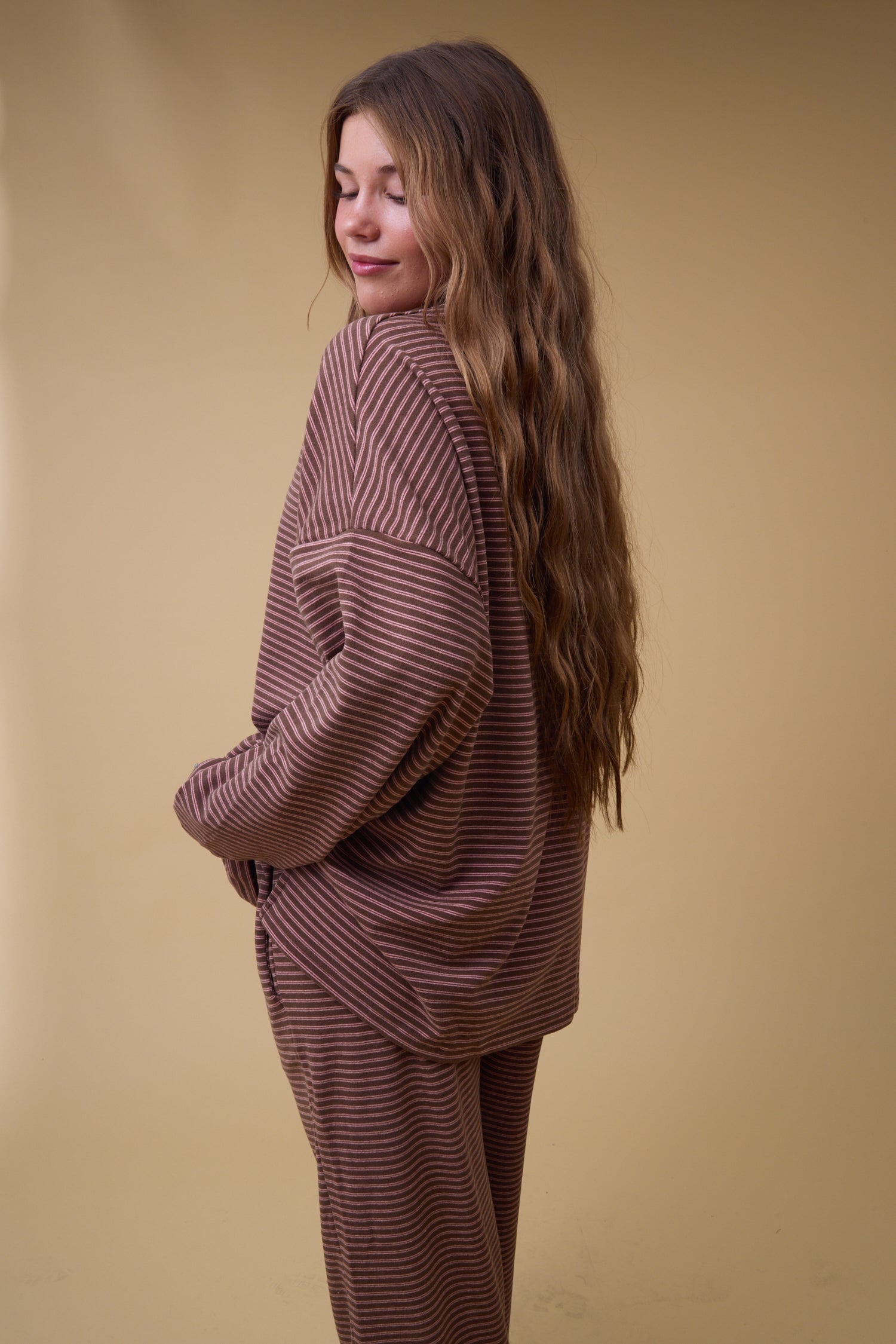 Cutie Everyday Stripe Set Women's Set in redish brown stripe fo women and teenage girls.