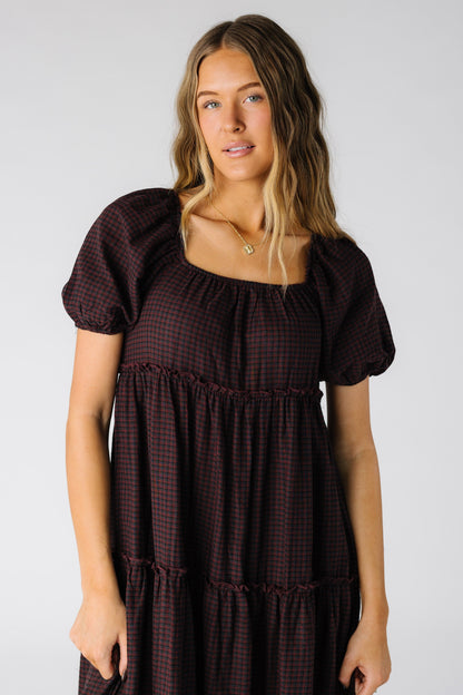 Brass & Roe Charity Tiered Midi Dress - Gingham WOMEN'S DRESS brass & roe 