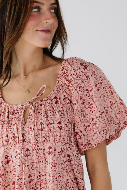 Citrus Lyon Dress in pink on pink print for women and teenage girls.