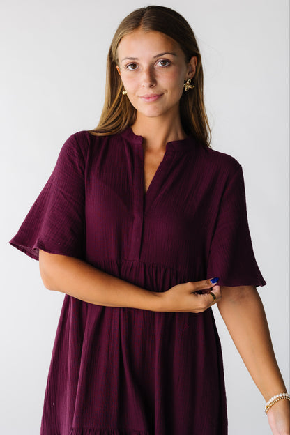 Brass & Roe The Pondering Gauze Dress for women and teens in plum