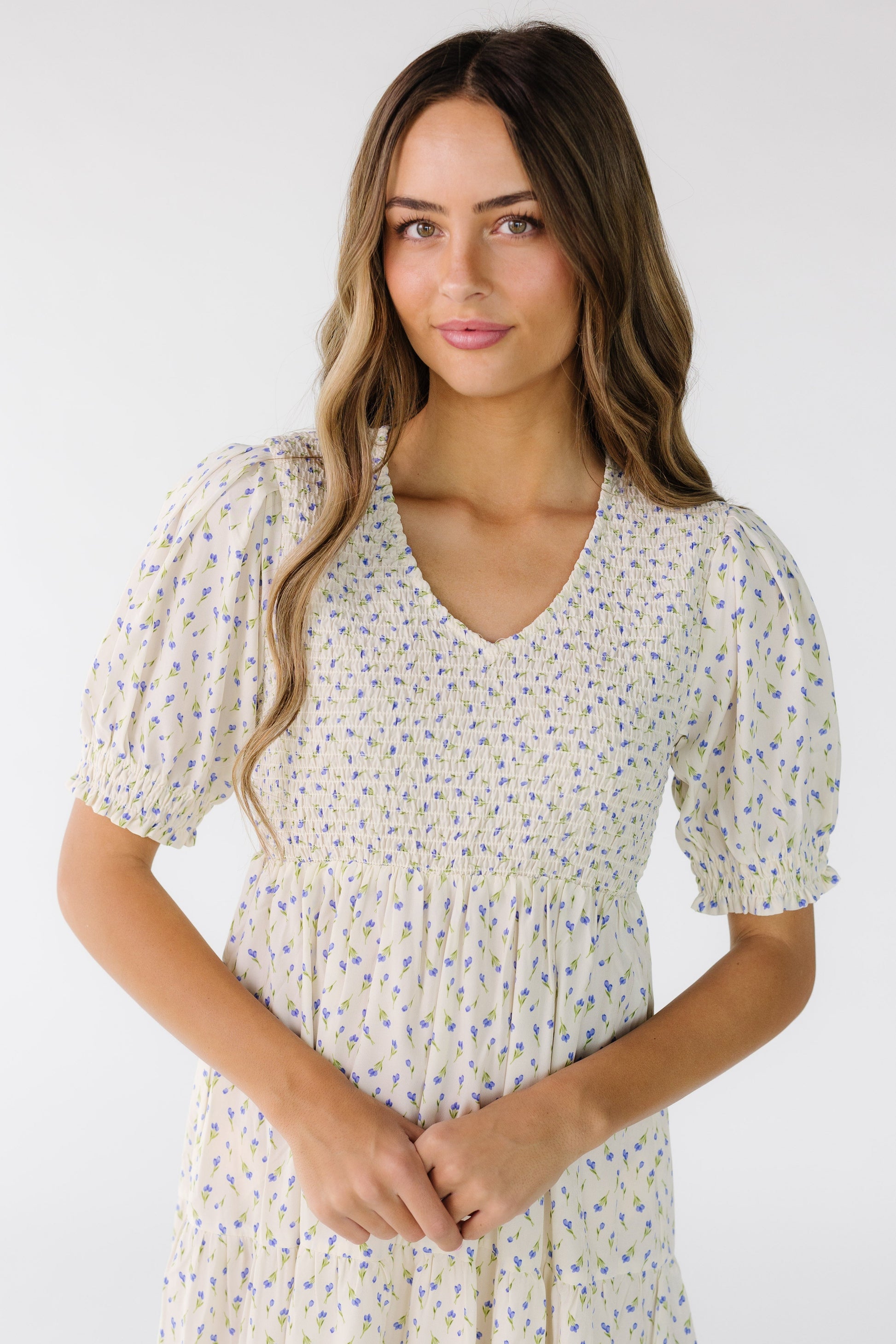 Brass & Roe The Allison Dress in cream print for women and teens.