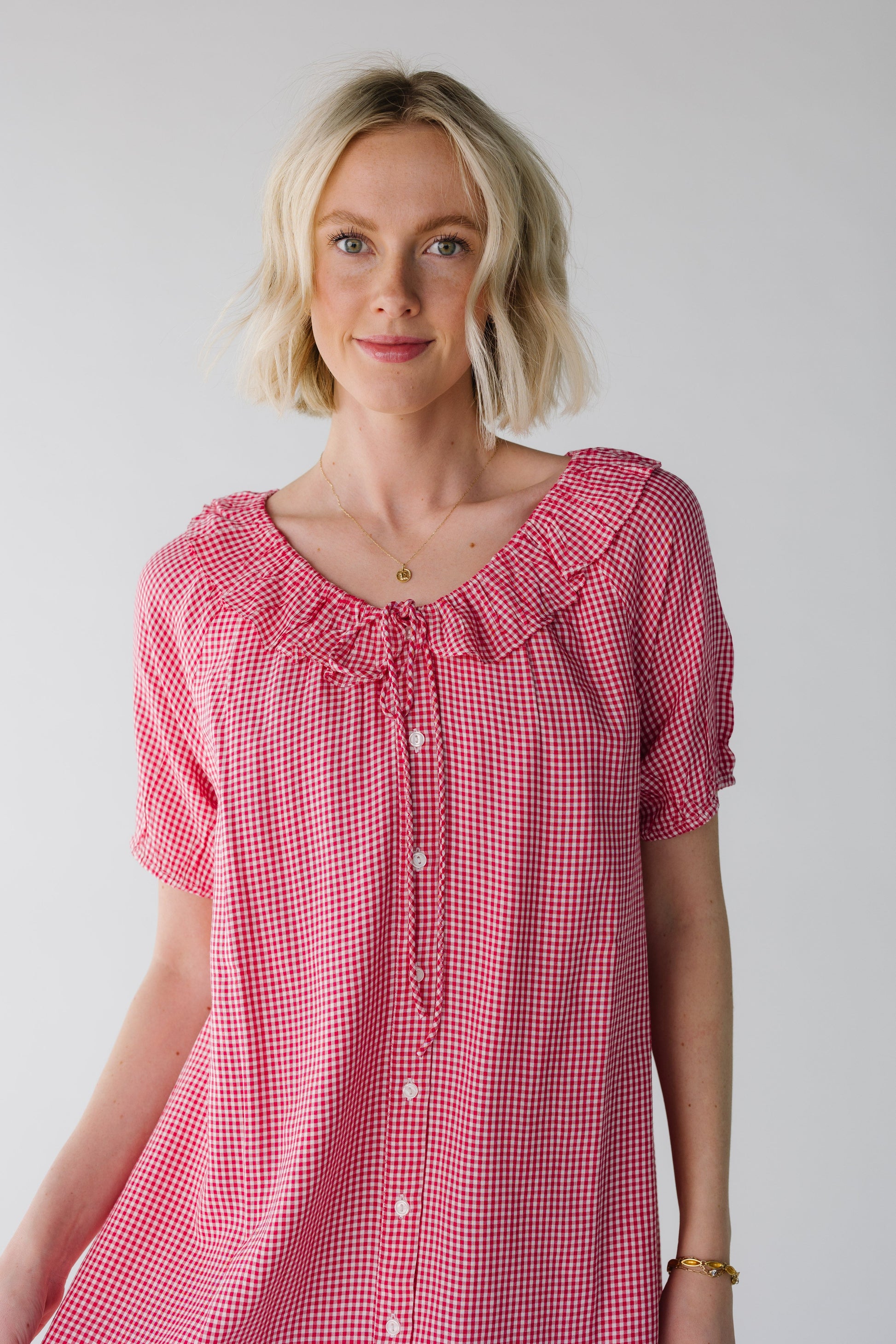 Collar Gingham Knee Dress WOMEN'S DRESS Citrus 