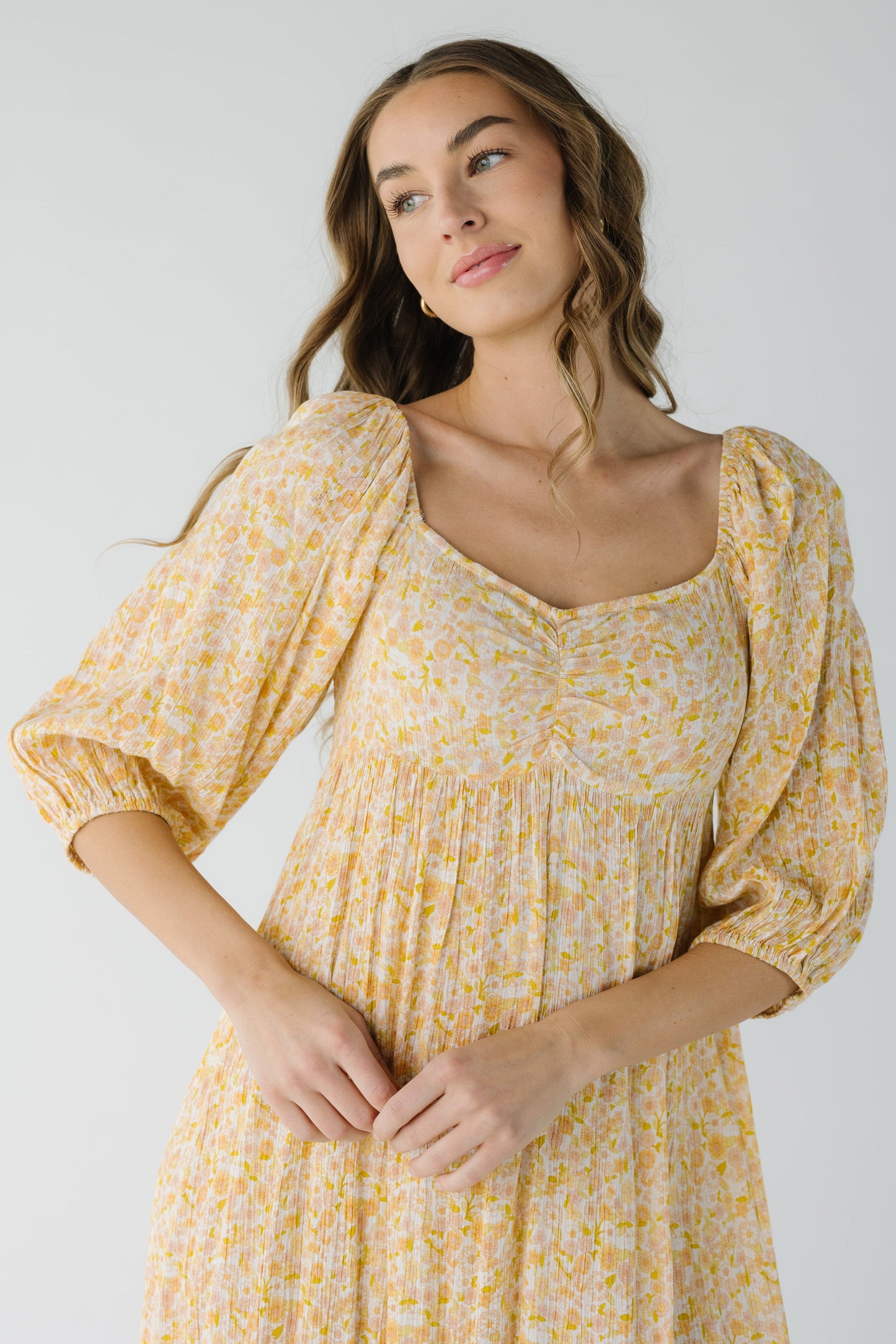 Crepe Print Dress WOMEN'S DRESS Citrus Yellow XS 