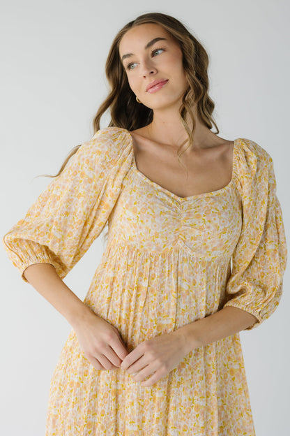 Crepe Print Dress WOMEN'S DRESS Citrus Yellow XS 