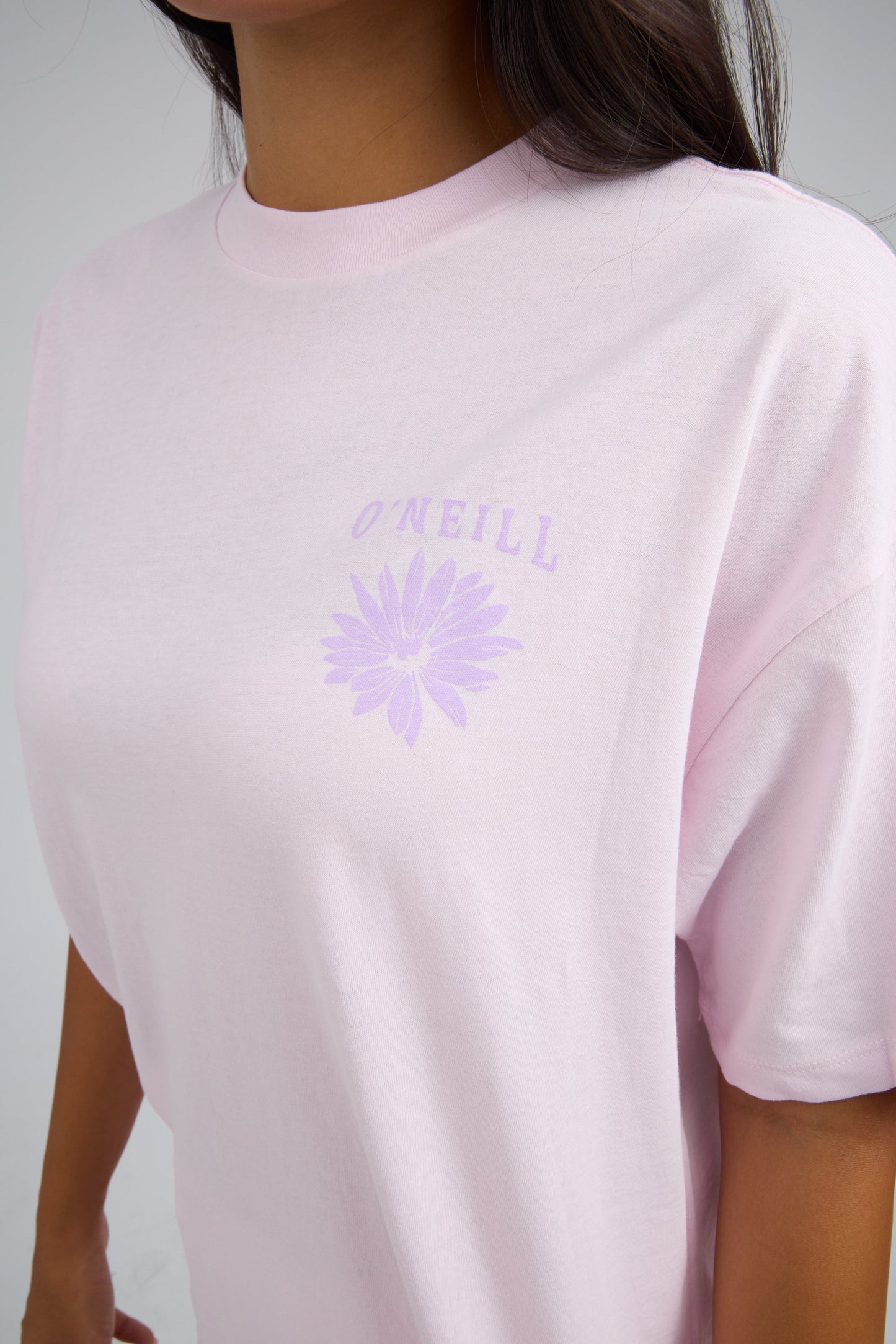 O'Neill Heritage Daisy Oversized Tee in pink for women and teenage girls. FA2642023
