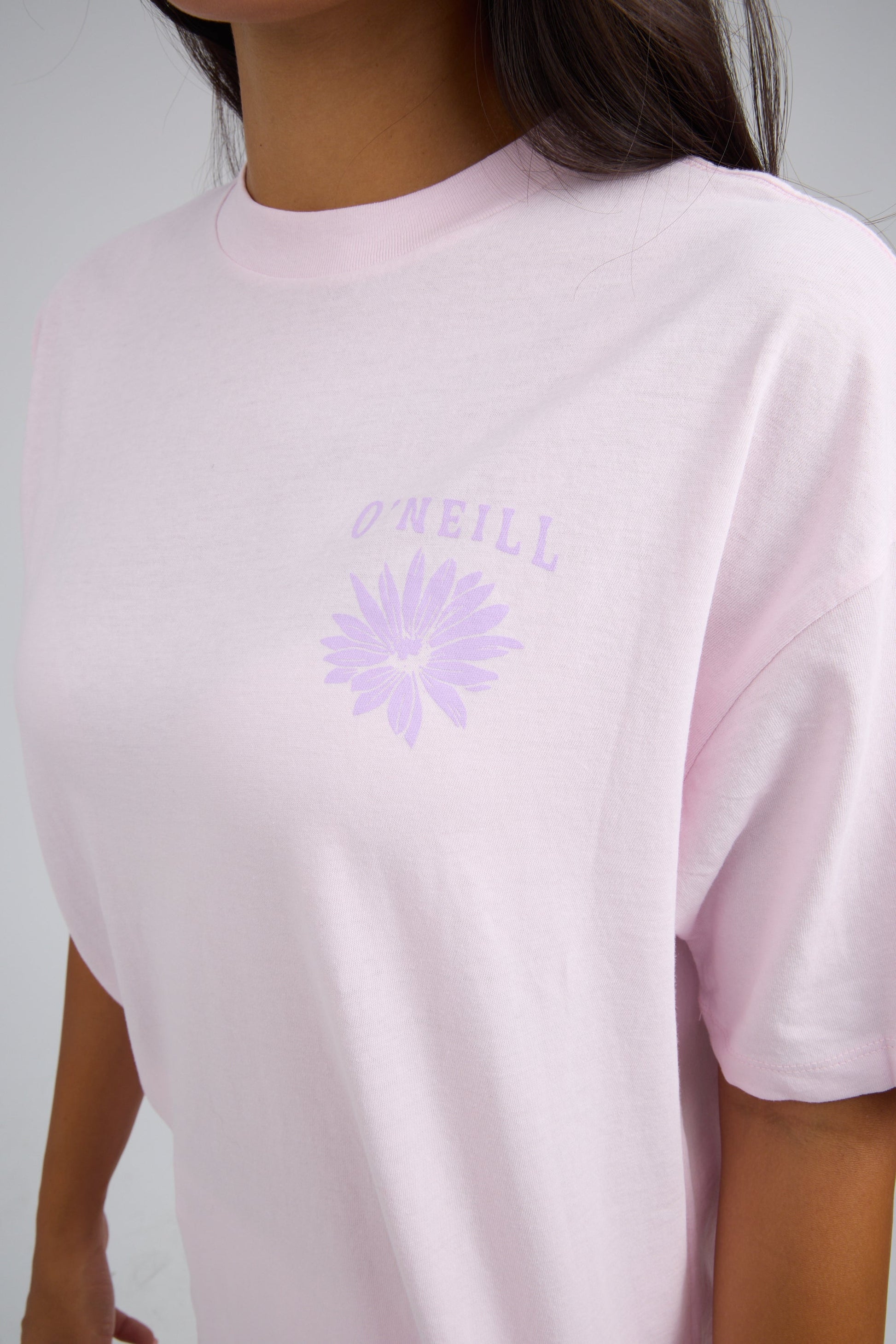 O'Neill Heritage Daisy Oversized Tee in pink for women and teenage girls. FA2642023